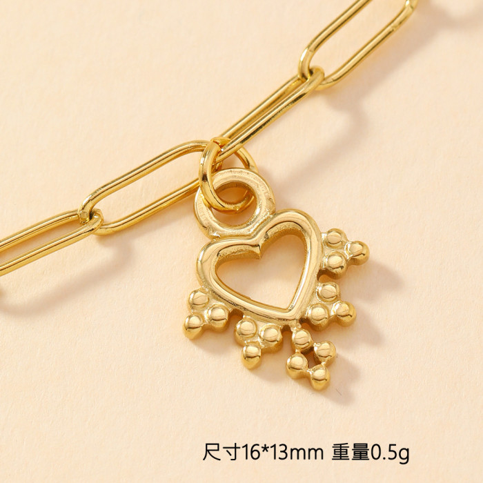 Versatile 18K Gold Plated Stainless Steel Skull Cross Love Flower Bracelet Necklace DIY Pendant Accessories