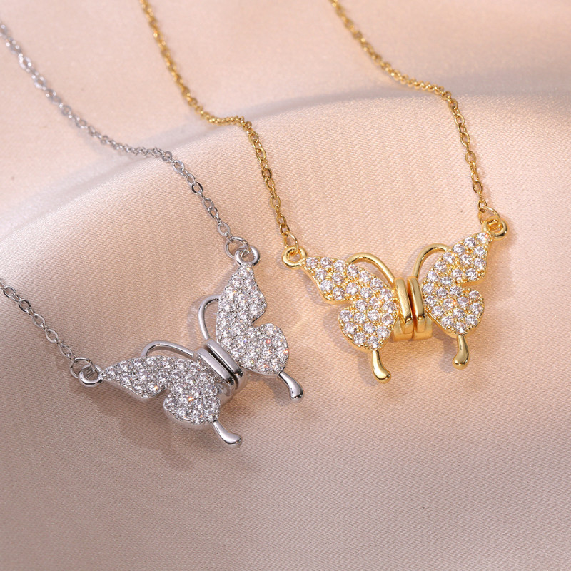 Chic Dainty Elegant Stainless Steel Butterfly Necklace for Women Stylish Trendy Party Festival