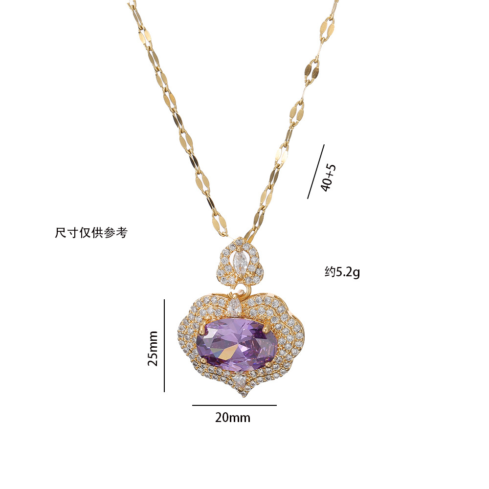 Chic Dainty Elegant Stainless Steel Emerald Necklace Party Festival Trendy Casual jewelry Gift