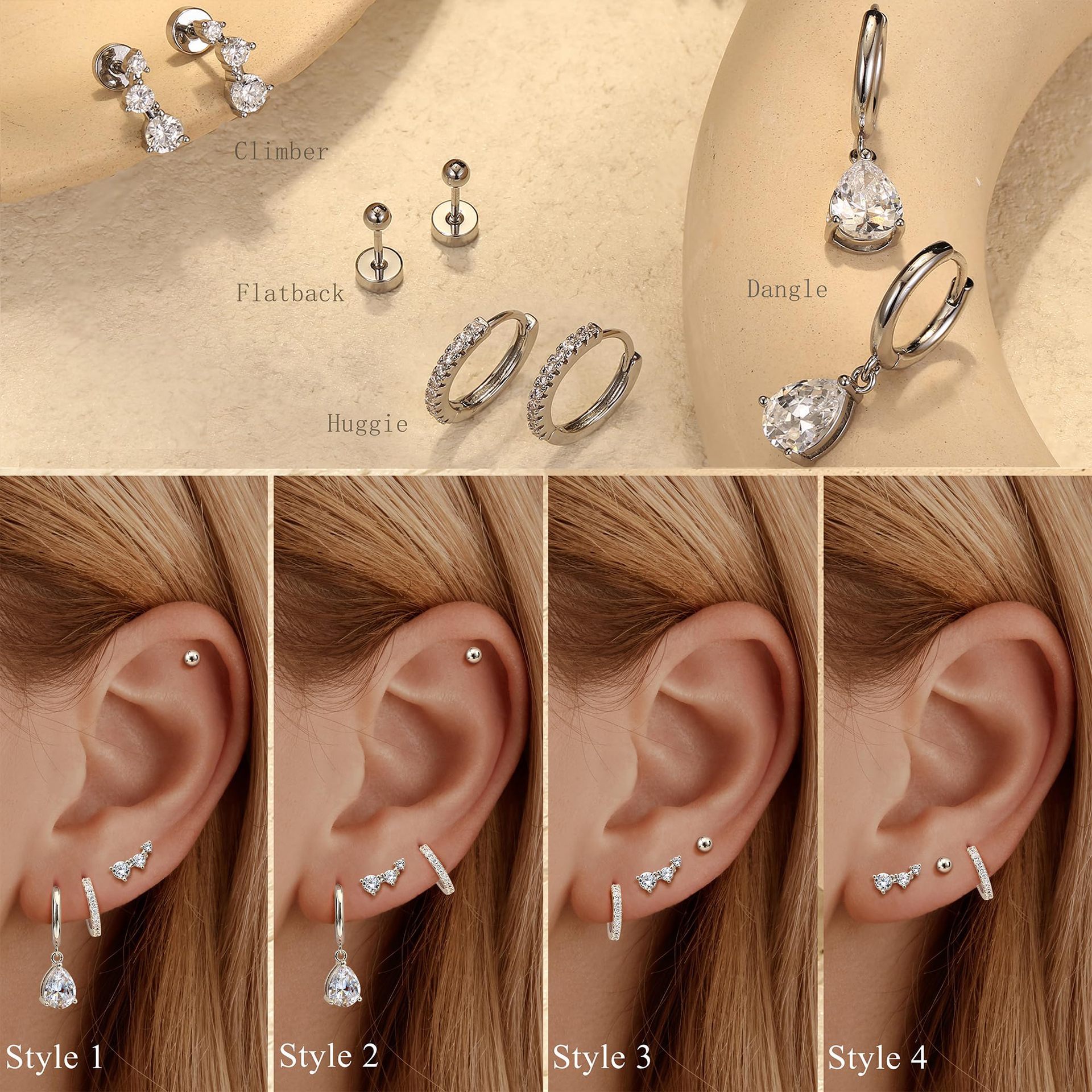 Classic Hoop Earrings Set for Women Geometric Pendant Cartilage Piercing Earring Trendy Jewelry