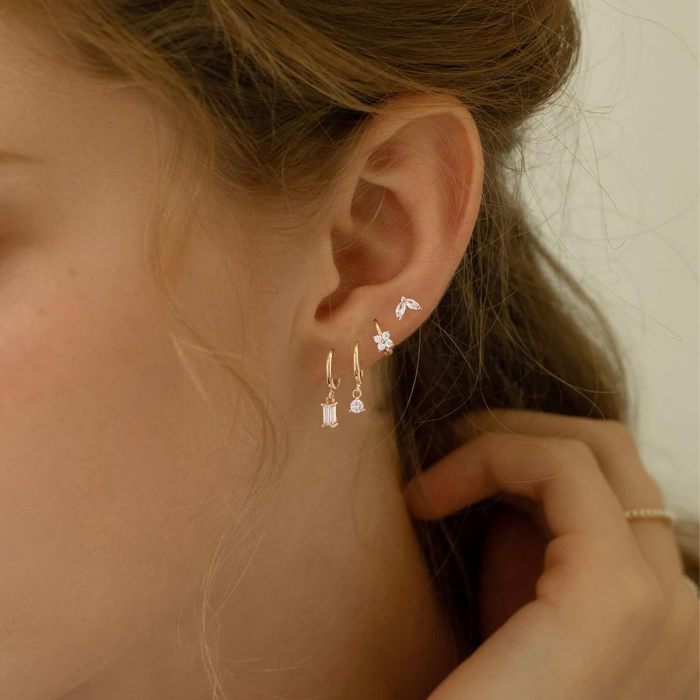 Dainty Elegant Zircon Flower Butterfly Stud Earrings for Women Stylish Trendy Party Festival Casual Jewelry Gift