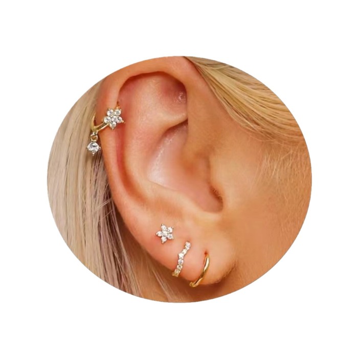Chic Dainty Elegant Zircon Hoop Earrings Set for Women Punk Huggie Piercing Jewelry Wedding Party Anniversary, Jewelr...