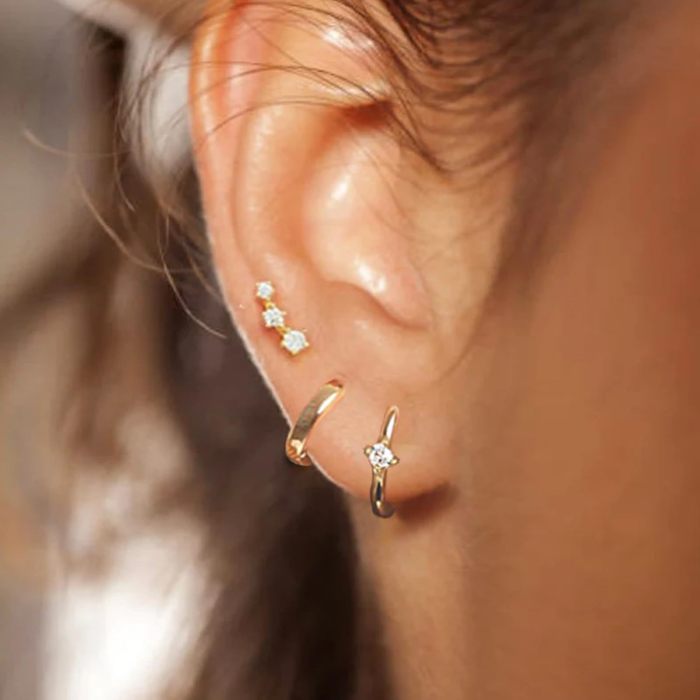 Chic Dainty Mini Zircon Ear Hoop Earrings Set for Women Huggies Flowers Cartilage Helix Piercing Jewelry Gift, Jewelr...