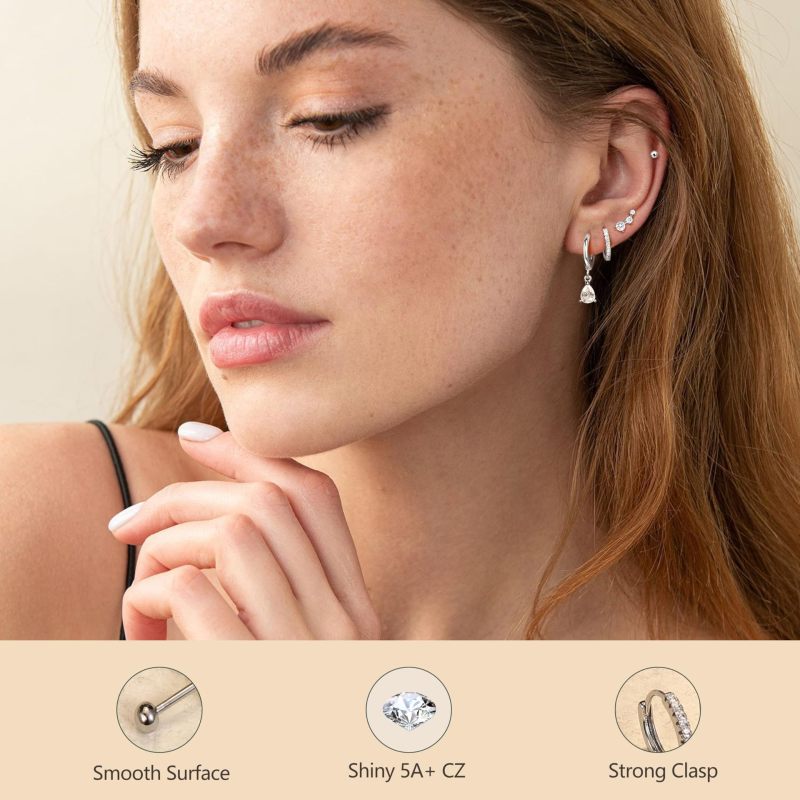 Classic Hoop Earrings Set for Women Geometric Pendant Cartilage Piercing Earring Trendy Jewelry