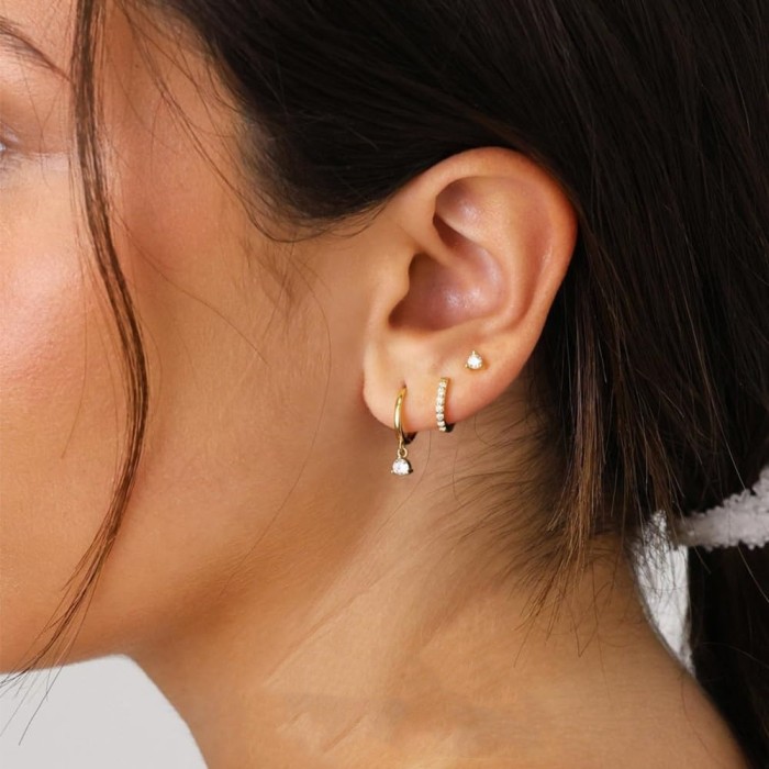 Chic Zircon Pendant Hoop Earrings Set 3pcs /set Earring for Women Stylish Trendy Party Festival Casual Jewelry Gift,...