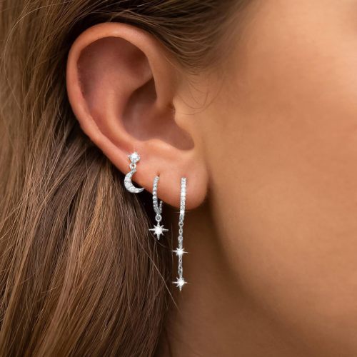 Dainty Jewelry Sun Moon Zircon Cartilage Earrings Trendy Party Festival Casual Jewelry Gift
