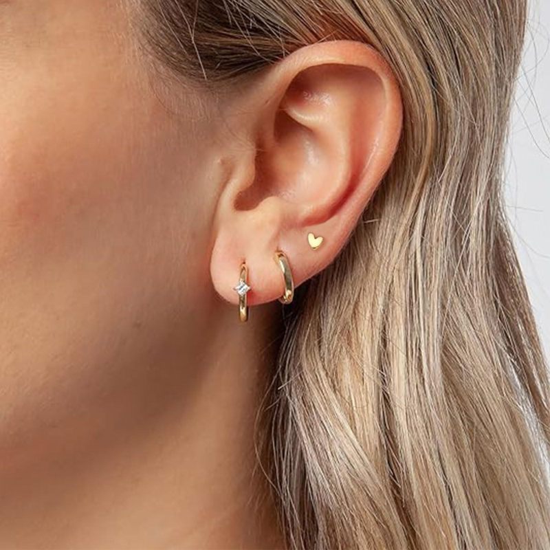 Chic Dainty Mini Zircon Ear Hoop Earrings Set for Women Huggies Flowers Cartilage Helix Piercing Jewelry Gift