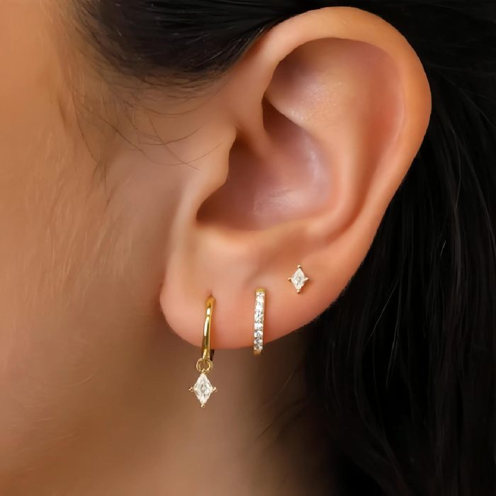 Chic Dainty Elegant Cubic Zirconia Small Earrings Set for Women Stylish Trendy Party Festival Casual Jewelry Gift