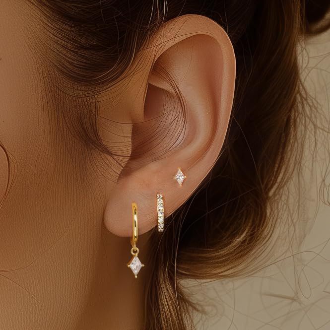 Chic Dainty Elegant Cubic Zirconia Small Earrings Set for Women Stylish Trendy Party Festival Casual Jewelry Gift