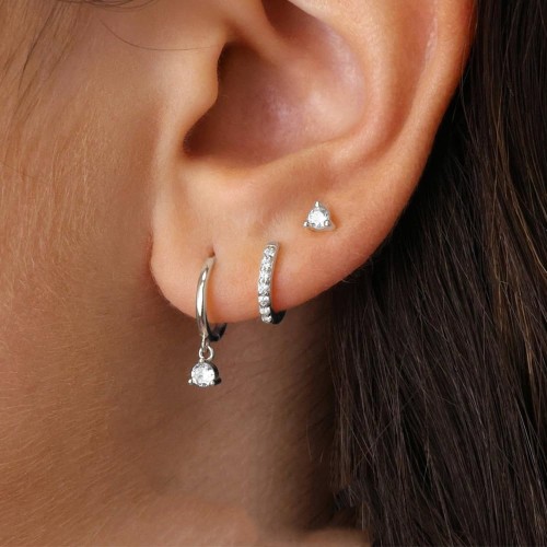Chic Zircon Pendant Hoop Earrings Set 3pcs /set Earring for Women Stylish Trendy Party Festival Casual Jewelry Gift