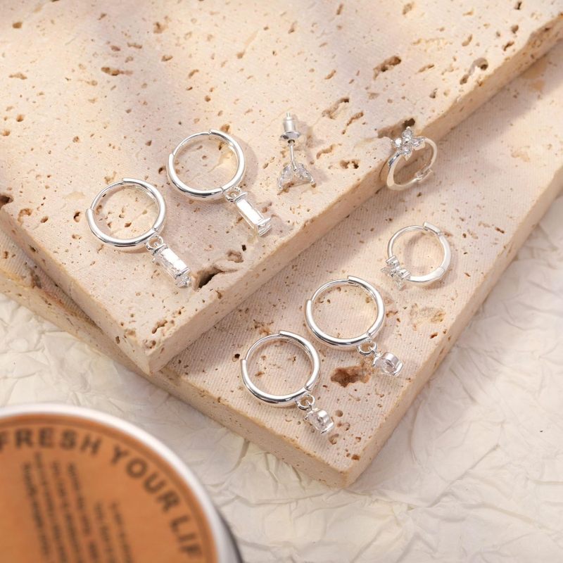Dainty Elegant Zircon Flower Butterfly Stud Earrings for Women Stylish Trendy Party Festival Casual Jewelry Gift