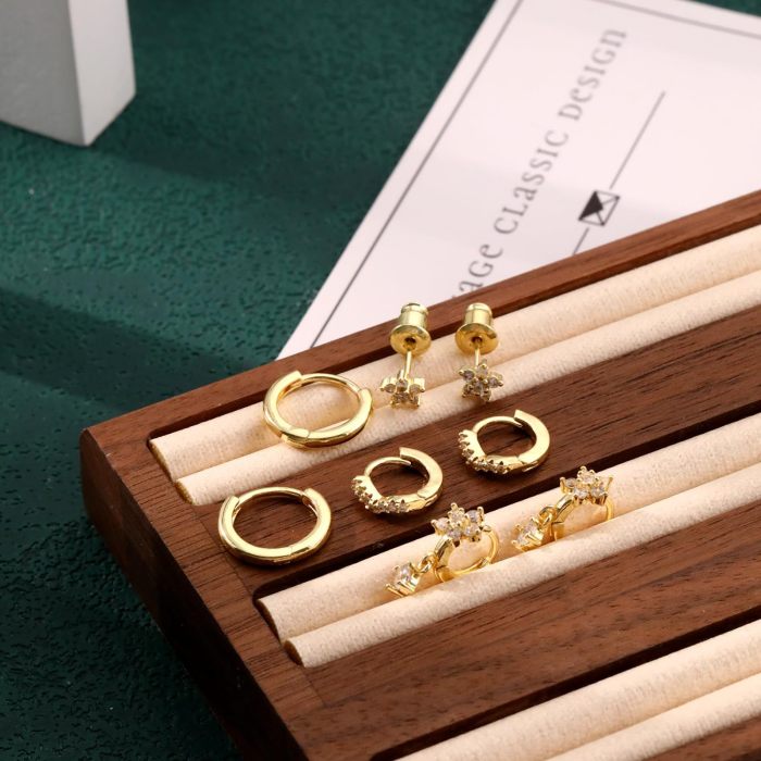 Chic Dainty Elegant Zircon Hoop Earrings Set for Women Punk Huggie Piercing Jewelry Wedding Party Anniversary, Jewelr...