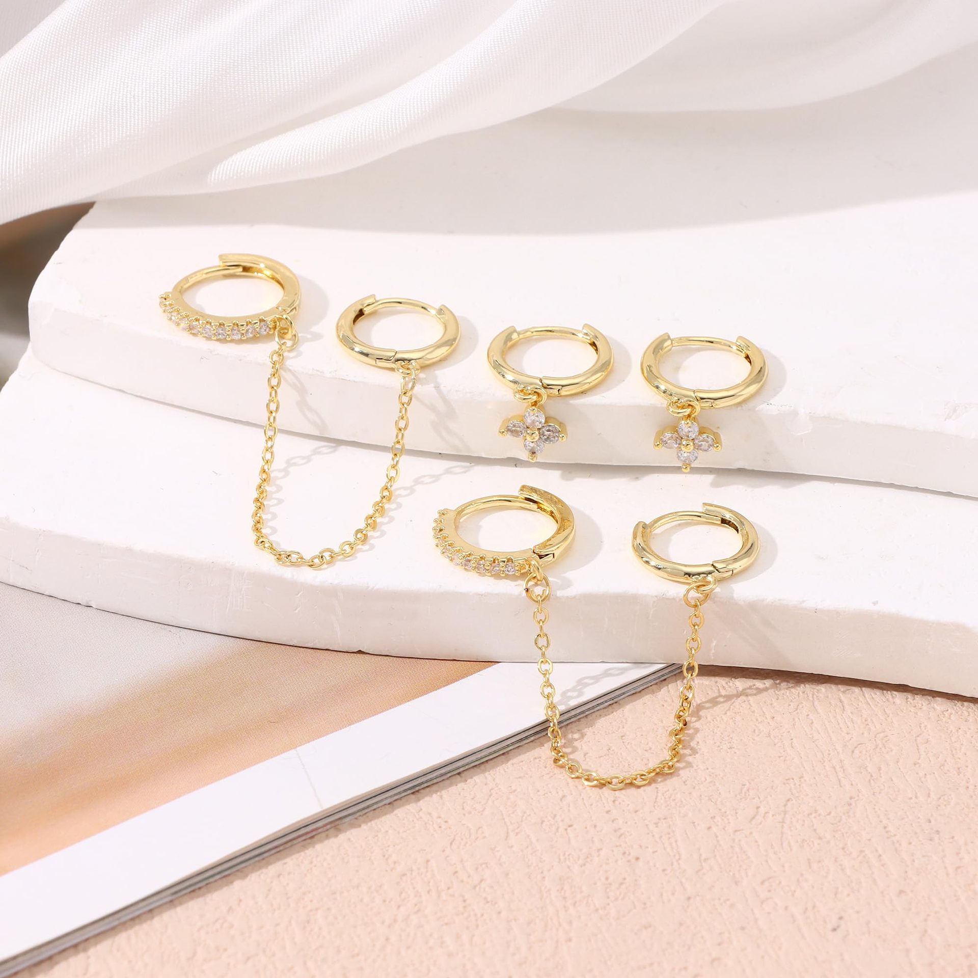 Classic CZ Zirconia Twisted Round Cicrcle Huggies Piercing Earrings Party Festival Casual jewelry Gift