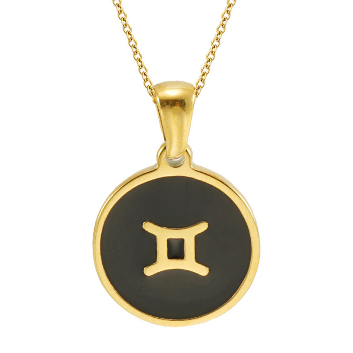 Classic Refined Elegant Women 18k Gold Plated Stainless Steel Twelve Constellation Necklace Party Festival Casual Jewelry Gift