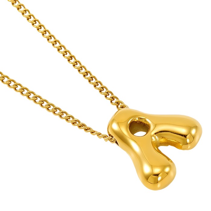 Chic Elegant 18K Gold Stainless Steel Balloon Bubble Letter Pendant Necklace Party Festival Trendy Casual Jewelry Gift