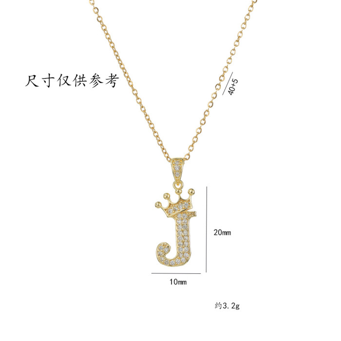Classic Refined Elegant Women Zircon Crown English Letter Pendant Party Festival Trendy Casual Jewelry Gift
