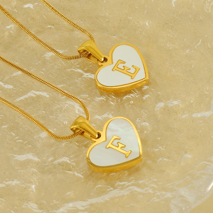 Elegant 18K Gold Plated Stainless Steel Shell English Letter Necklace Party Festival Trendy Casual Jewelry Gift