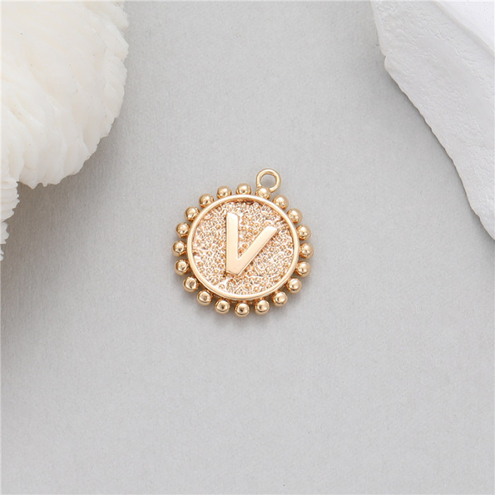 Classic Refined Elegant Women Accessory 14K Round Coin 26 Letter Pendant DIY Accessory Earrings Bracelet