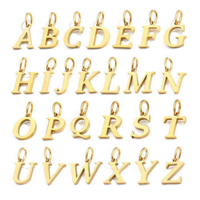 Handmade DIY Jewelry Accessories 18K Gold Plated Stainless Steel 26 English Letters Pendant Wholesale, Necklaces