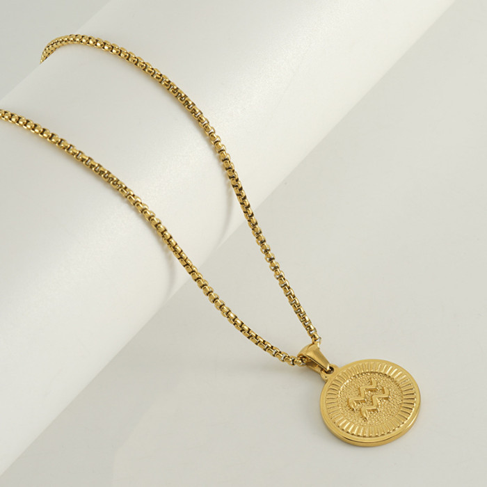 Classic Refined Elegant Round Twelve Constellations Necklace Trendy Casual Jewelry Gift