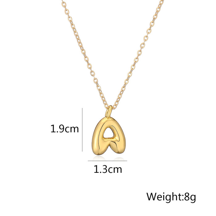 Elegant 18K Gold Plated 26 English Bubble Letter Pendants Necklace Trendy Casual Jewelry Gift