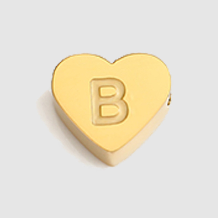 Chic Hypoallergenic 18K Gold Plated Stainless Steel Heart Bead Accessories DIY A-Z Heart Pendant Jewelry, Necklaces