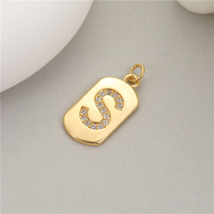 Classic Refined Elegant Women 26 English Letter Pendant 14K Zircon Mini Tag DIY Handmade Necklace Bracelet Accessory