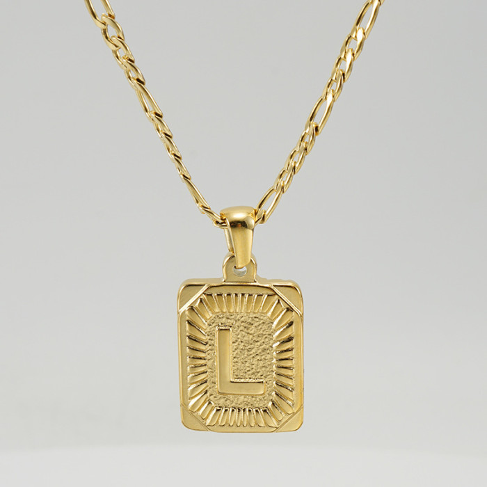 Hip Hop Jewelry 18K Gold Plated Stainless Steel Pendant 26 Letter Necklace Trendy Casual Jewelry Gift