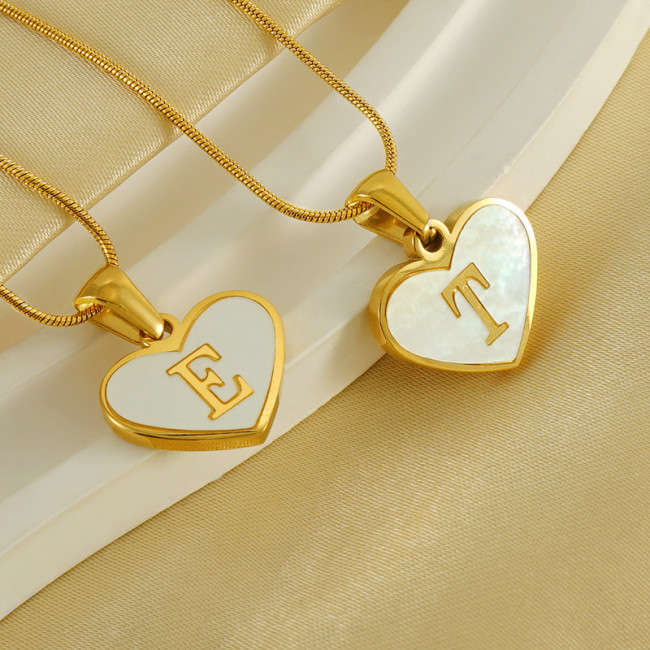 Elegant 18K Gold Plated Stainless Steel Shell English Letter Necklace Party Festival Trendy Casual Jewelry Gift
