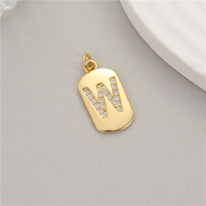 Classic Refined Elegant Women 26 English Letter Pendant 14K Zircon Mini Tag DIY Handmade Necklace Bracelet Accessory
