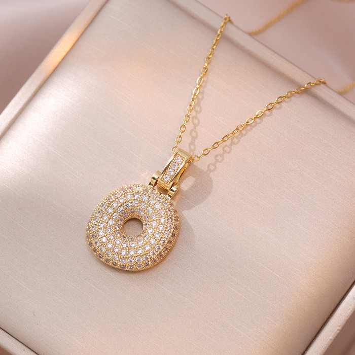 Hypoallergenic Gold Plated Neccklce Micro-inlaid Zircon 26 English Letter Necklace Jewelry