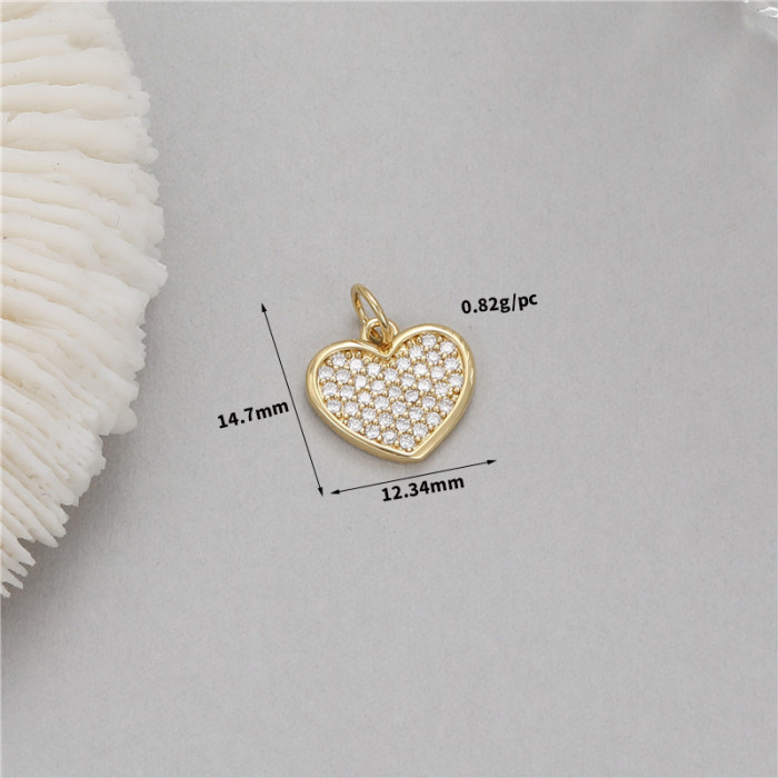 Chic Hypoallergenic Versatile Gold Plated Heart Pendant with Colorful Zircon Handmade DIY Jewelry