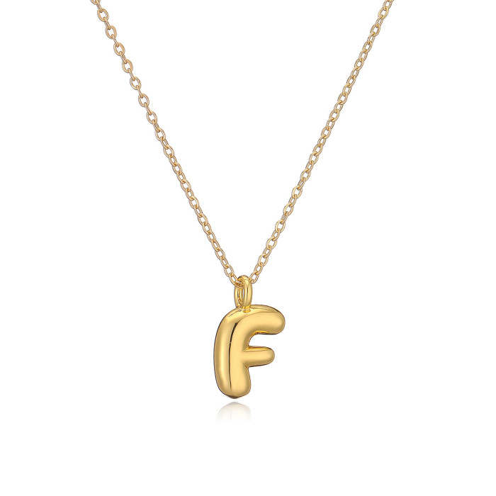 Elegant 18K Gold Plated 26 English Bubble Letter Pendants Necklace Trendy Casual Jewelry Gift