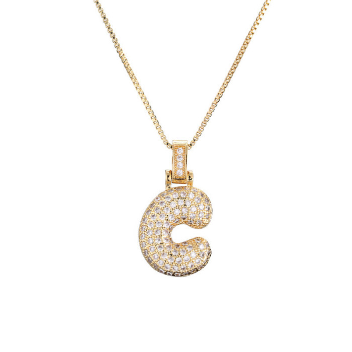 Chic Dainty Elegant Micro-inlaid Zircon 26 English Letter Pendant Necklace Party Jewelry Gift