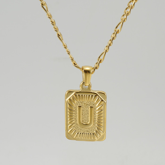 Hip Hop Jewelry 18K Gold Plated Stainless Steel Pendant 26 Letter Necklace Trendy Casual Jewelry Gift