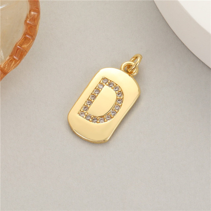 Classic Refined Elegant Women 26 English Letter Pendant 14K Zircon Mini Tag DIY Handmade Necklace Bracelet Accessory