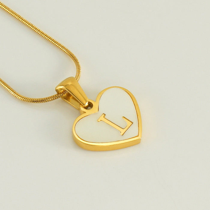 Elegant 18K Gold Plated Stainless Steel Shell English Letter Necklace Party Festival Trendy Casual Jewelry Gift