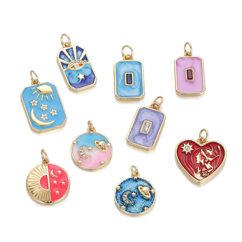 Chic Customizable Hypoallergenic Drop Oil Heart Pendant Handmade DIY Jewelry Accessories