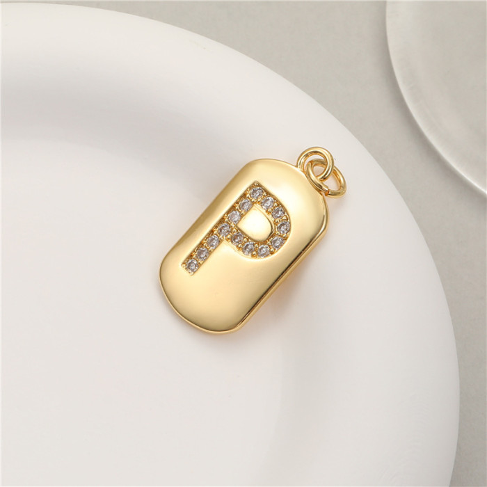 Classic Refined Elegant Women 26 English Letter Pendant 14K Zircon Mini Tag DIY Handmade Necklace Bracelet Accessory