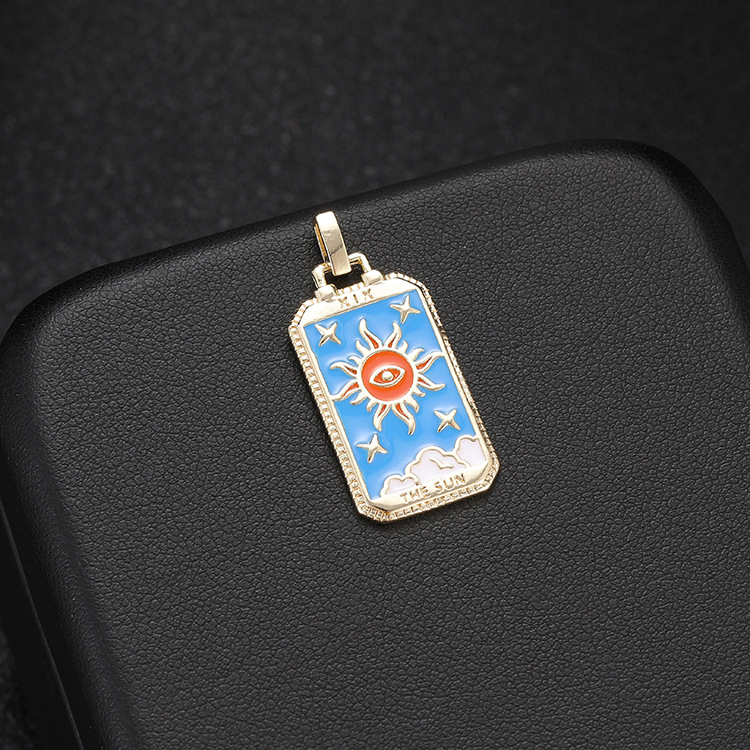 14K Gold Plated Dripping Oil Tarot Card Pendant Personalized Handmade Necklace Diy Jewelry Accessories 216045379008