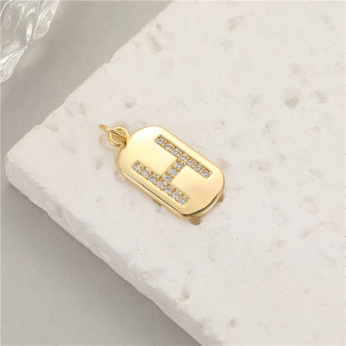 Classic Refined Elegant Women 26 English Letter Pendant 14K Zircon Mini Tag DIY Handmade Necklace Bracelet Accessory