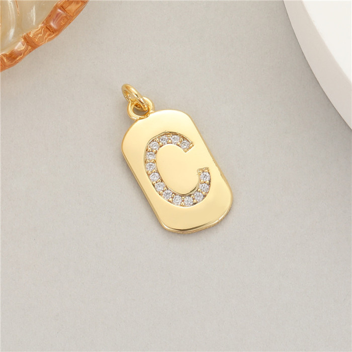 Classic Refined Elegant Women 26 English Letter Pendant 14K Zircon Mini Tag DIY Handmade Necklace Bracelet Accessory