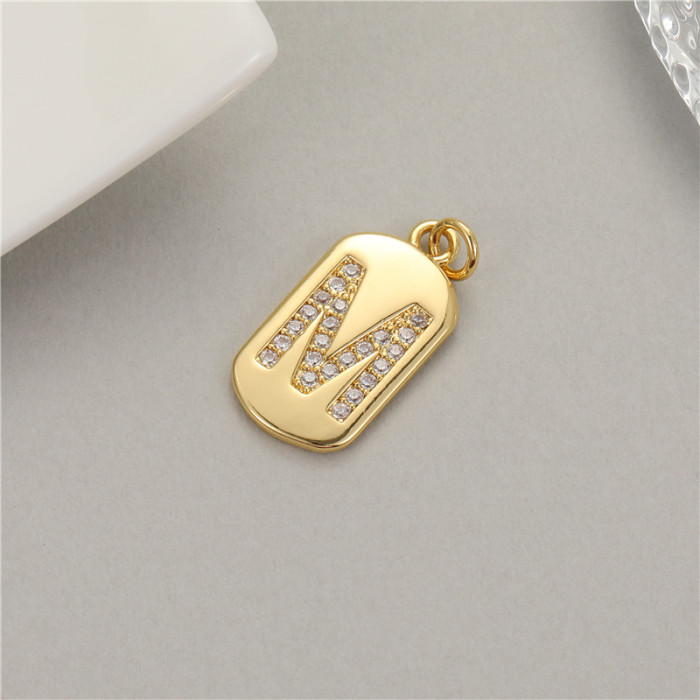 Classic Refined Elegant Women 26 English Letter Pendant 14K Zircon Mini Tag DIY Handmade Necklace Bracelet Accessory