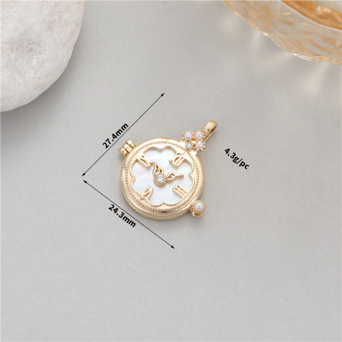 Chic Hypoallergenic Key Four-leaf Clover Clock 14K Gold Plated Bracelet Pendant Handmade DIY Jewelry Accessories