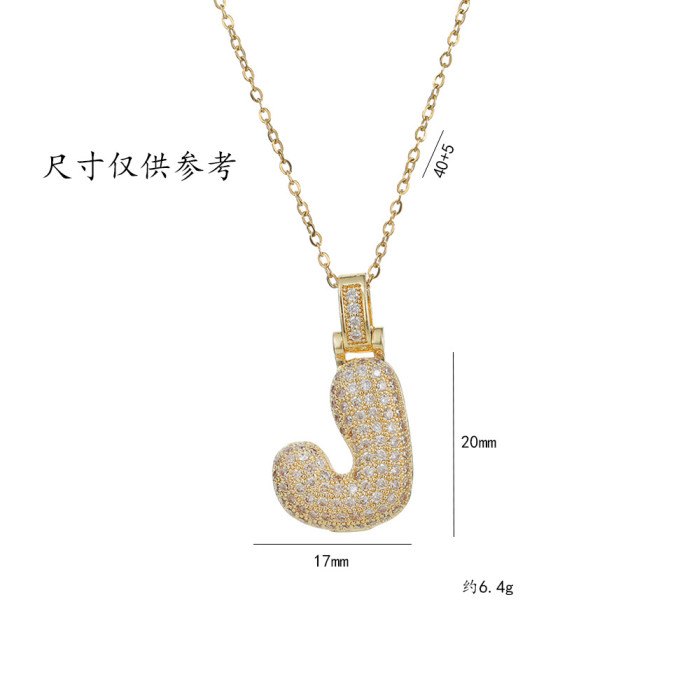 Hypoallergenic Gold Plated Neccklce Micro-inlaid Zircon 26 English Letter Necklace Jewelry