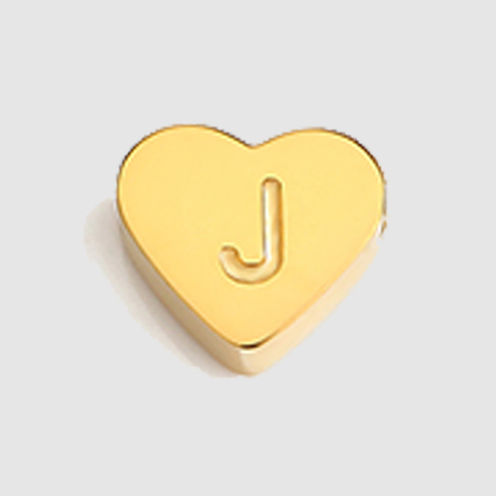 Chic Hypoallergenic 18K Gold Plated Stainless Steel Heart Bead Accessories DIY A-Z Heart Pendant Jewelry, Necklaces
