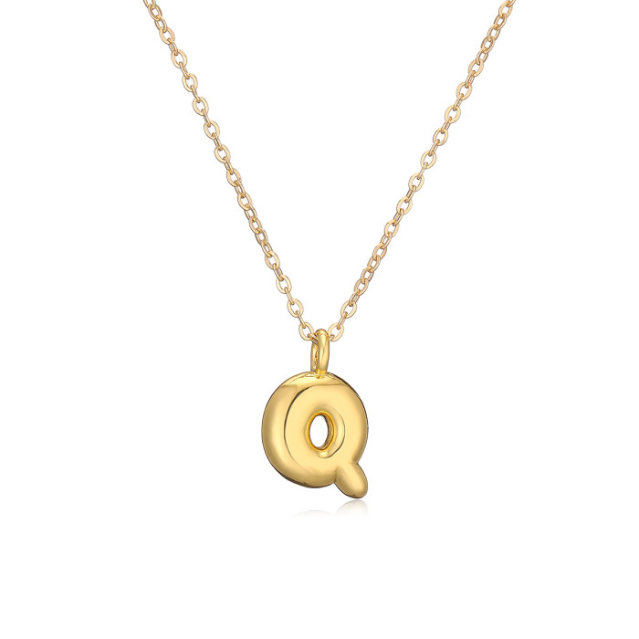 Elegant 18K Gold Plated 26 English Bubble Letter Pendants Necklace Trendy Casual Jewelry Gift