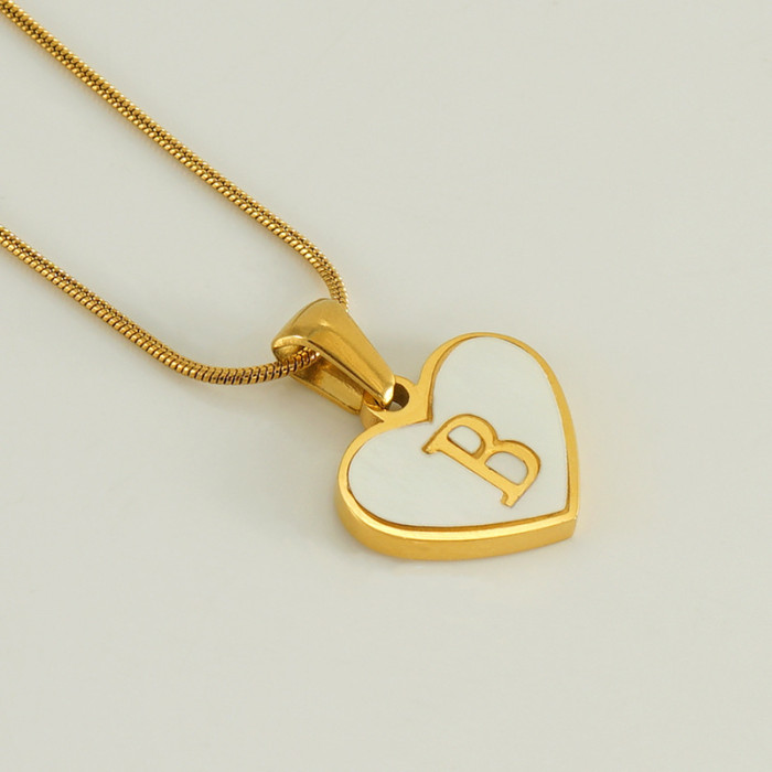 Elegant 18K Gold Plated Stainless Steel Shell English Letter Necklace Party Festival Trendy Casual Jewelry Gift