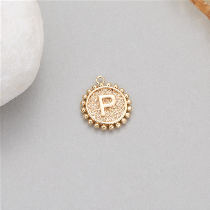 Classic Refined Elegant Women Accessory 14K Round Coin 26 Letter Pendant DIY Accessory Earrings Bracelet