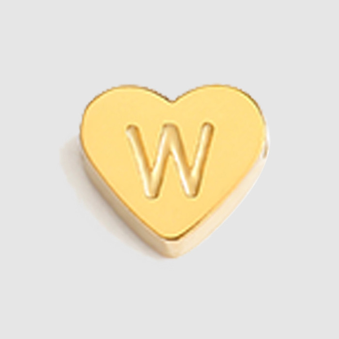 Chic Hypoallergenic 18K Gold Plated Stainless Steel Heart Bead Accessories DIY A-Z Heart Pendant Jewelry, Necklaces
